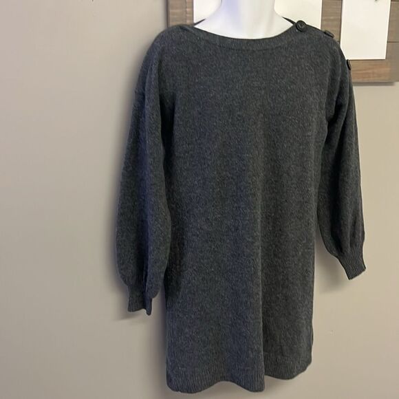 Madewell Heather Gray Merino Wool Pullover Sweater Dress w/ Button Accent-Medium - Picture 3 of 16